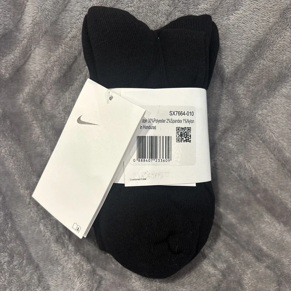 Nike Everyday Unisex Dri-FIT  3 Pairs Cotton Cushioned Crew Socks size: M. Black